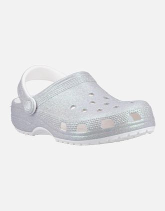 Crocs Womens Crocs Classic Glitter EVA Womens White Standard Clogs - Size: UK 8 / eu 42-43 / us m9w11