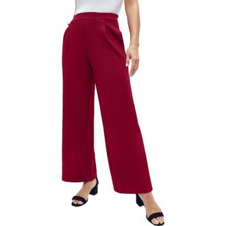 Jessica London Stretch Knit Crepe Wide Leg Pant in Rich Burgundy at Nordstrom, Size Medium