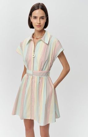 Exquise Lulu Zippered Pocketed Belted Mini Dress in Multi Color at Nordstrom, Size X-Large