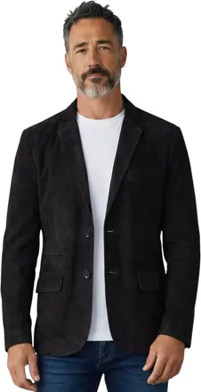 Infinity Leather Mens Italian Black Suede Leather Blazer Jacket - Trabzon