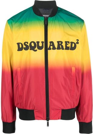 Dsquared2 logo-print zip-up jacket - men - Cotton/Polyamide/Polyamide - 44 - Green