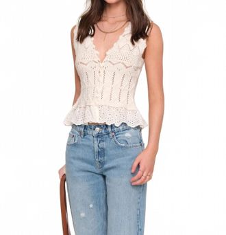 Heartloom Nona Sleeveless Ruffle Top In White