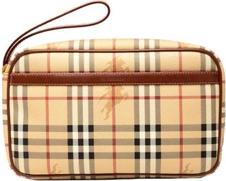 Burberry Clutch in tela cerata con motivo Haymarket Check 2000-2017 - Marrone