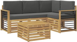 vidaXL Conjunto De Sof&aacute;s De Exterior 5 Uds. Blanco Y Antracita Vidaxl