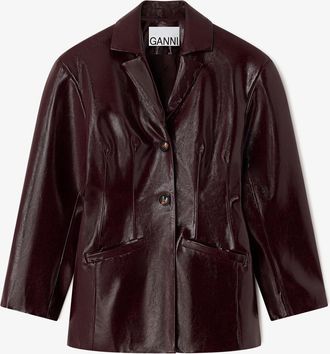Ganni Jacket in Future Shine - Size 2 Brown