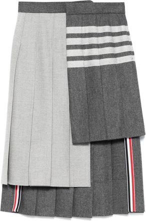 Thom Browne Gonna midi plissettata con dettaglio a 4 righe - Grigio