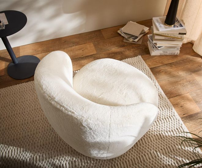 DELIFE Loungesessel Pulo 80x80 cm Plüsch Creme-Weiß, Cocktailsessel ab 359,90 €
