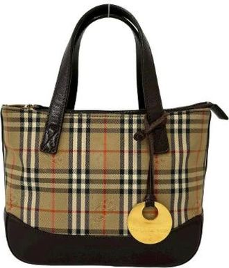 Burberry Borsa in Pelle e Tela Pre-owned - - Pre-owned - Donna - Marrone - ONE SIZE