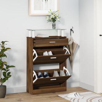 vidaXL Vidaxl - Mueble Zapatero Madera Contrachapada Marr&oacute;n Roble 63x24x104 Cm