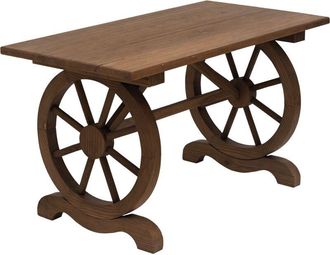 OUTSUNNY Outsuny Outdoor Coffee Table Dining Table Patio Display Desk Natural Fir Wood