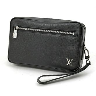 Louis Vuitton Black Noir Taiga Leather Cuir Ombre Leather Clutch Bag Pochette (Pre-Owned)