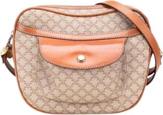 Celine Pre-owned Vintage Canvas Crossbody Bag - Dames - Vintage Schoudertas - Beige - ONE Size - Leer - Vintage