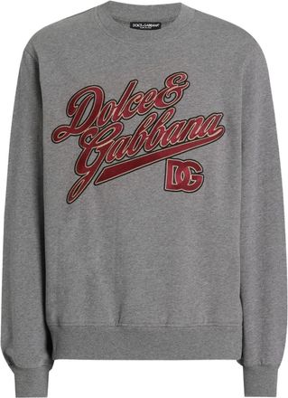 Dolce & Gabbana Felpa con logo ricamato - Grigio