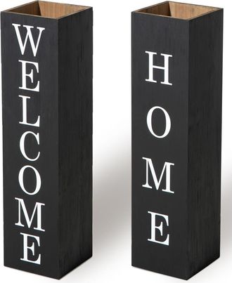 Glitzhome Double Sided Solid Wood Boxed WELCOME HOME Porch Sign in Black at Nordstrom, Size Medium