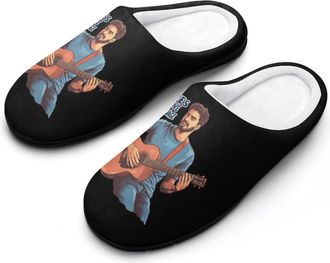 Generic Music Blues Is My Love Language Slippers Men Winter Warm Cotton Anti-Slip Indoor Slip-Ons House Shoes