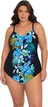 Trimshaper Hank Handkerchief Tankini Swimsuit Top in Fern Delight at Nordstrom, Size 22W