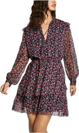 Pepe Jeans London Short Dresses, female, Multicolor, Size: M Floral Print Dress with Transparent Sleeves