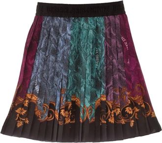 Versace Jeans Couture Short Skirts, female, Multicolor, Size: 2XS Gonna Pliss&eacute; Stampa Lucertola