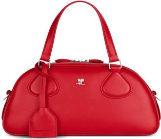 Courr&egrave;ges Elongated Red Leather Bag With Silver-Tone Hardware