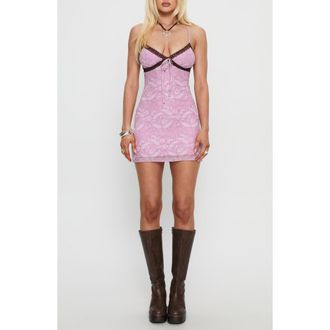 Princess Polly Moonpool Lace Trim Minidress in Multi Floral at Nordstrom Rack, Size 10