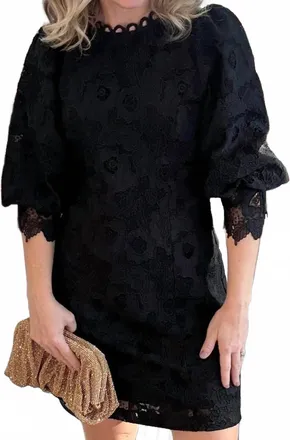 Fate Crochet Mini Dress In Black
