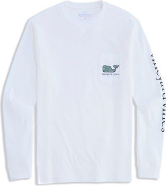 Vineyard Vines Camo Whale Fill Long Sleeve Pocket Graphic T-Shirt in White Cap at Nordstrom, Size Xx-Large