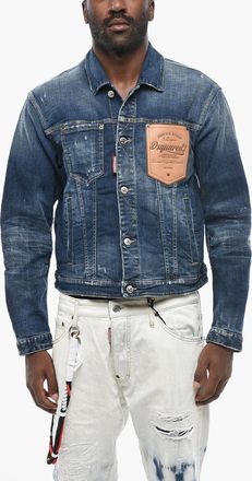 Dsquared2 Distressed Denim Jacket with Logo Buttons Dsquared2