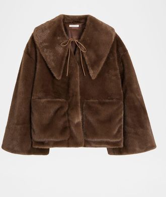 By Malene Birger Jacquie Faux Fur Coat with Detachable Collar