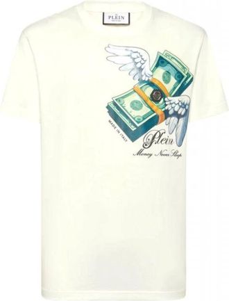 Philipp Plein Round Neck T-Shirt Money - Heren - T-shirts - Wit - M - Katoen - Tops
