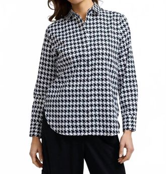 Foxcroft Meghan Longsleeve Shirt In Classic Houndstooth