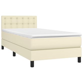 vidaXL Cama Box Spring Con Colch&oacute;n Cuero Sint&eacute;tico Crema 90x190 Cm Vidaxl