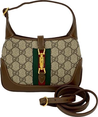 Gucci Pre-owned Womens Mini Gg Supreme Web Jackie 1961 Crossbody - Tan Textile - One Size