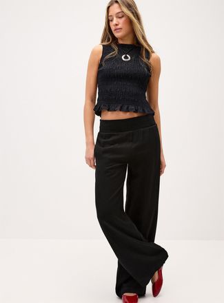 Twik Womens Smocked waist wide-leg pant