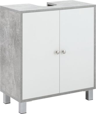 HOMCOM kleankin Under Sink Cabinet - Bathroom Vanity Unit - Pedestal Under Sink Design - Storage Cupboard with Adjustable Shelves - White and Grey Double Doo