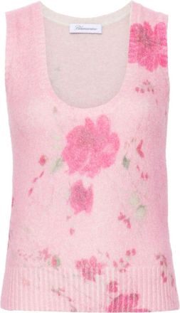 Blumarine roses-print tank top - women - Wool/Elastane/Polyamide/Alpaca Wool - M - Pink