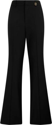 Philipp Plein Flare Broeken - Dames - Wijde Broeken - Zwart - S - Wol - Broeken