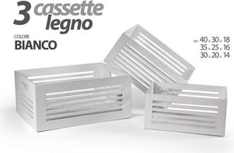 Trade Shop Trade Shop - Set 3 Cajas De Madera Centro De Mueble Cl&aacute;sico Moderno H18/16/14cm Blanco 799594