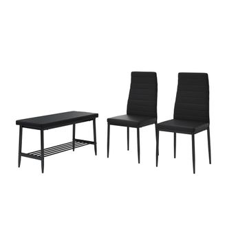 Vicco Banco Y Silla Grand, Negro, 85 X 46.5 Cm Juego De 3 Piezas
