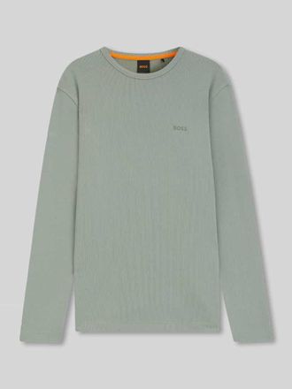 Boss Orange by Hugo Boss BOSS Orange Regular Fit Langarmshirt mit Waffelstruktur Modell TEMPESTO in Mint, Größe L