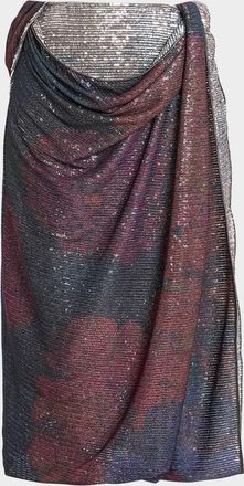 Maison Margiela Sequined Draped Midi Skirt