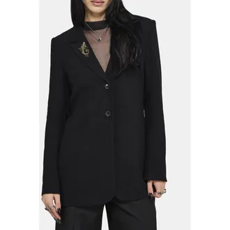 Disturbia Ellis Embroidered Longline Blazer in Black at Nordstrom, Size 12