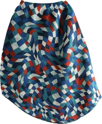 Pleats Please Issey Miyake Rok met geometrisch patroon - Blauw