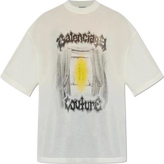 Balenciaga Salon de Couture Shaped T-Shirt - Dames - T-shirts - Beige - S - Katoen - Tops