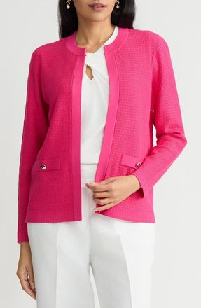 Kasper Kissing Open Front Cardigan in Pink Perfection at Nordstrom, Size Medium P