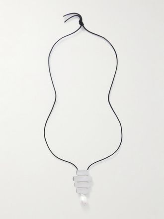 Agmes Collana In Argento Sterling Riciclato E Camoscio Con Perla Baroque Ilona