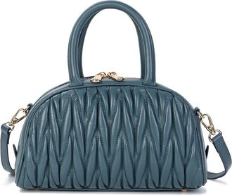 Tiffany & Fred Quilted Ruched Leather Top-Handle Satchel