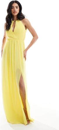 Tfnc Vestito lungo accollato con cut-out giallo