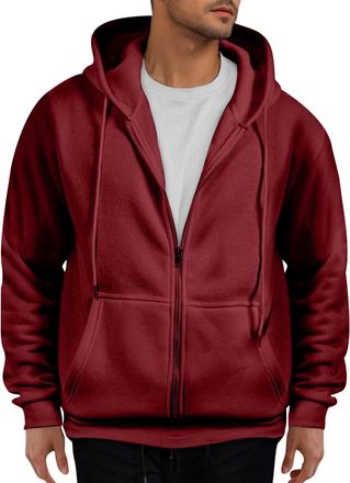 Generic Mens Hoodies Zip Oversized Tops Casual Fashion Sweatshirt Solid Color Pullover Long line Work Jumpers 2024 My-Order Essentials Wine Hoodie for Men Uk 