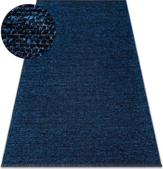 RugsX Tappeto Florence 24021 Monocolore, Glamour, Tessitura Piatta, Frange - Blu Scuro Blue 175x270 Cm