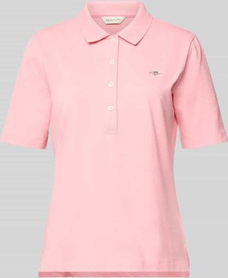 GANT Poloshirt mit Label-Stitching in Pink, Gr&ouml;&szlig;e L